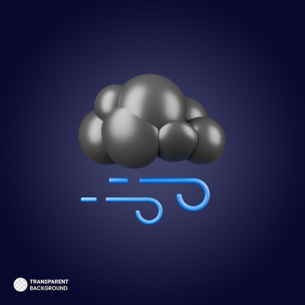 Free PSD cloudy wind icon 3d render illustration