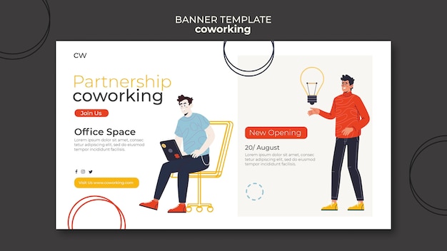 Free PSD co-working horizontal banner template