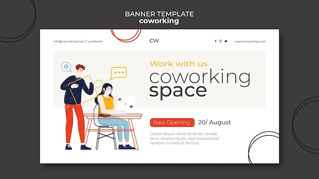 Free PSD co-working horizontal banner template