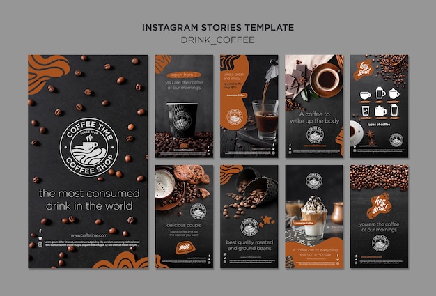 Free PSD coffee instagram stories collection