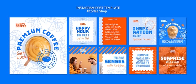 Free PSD coffee shop  instagram posts template