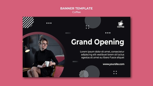 Free PSD coffee shop opening banner template