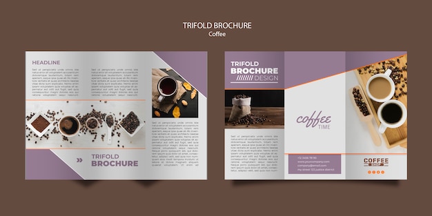 Coffee shop trifold brochure template