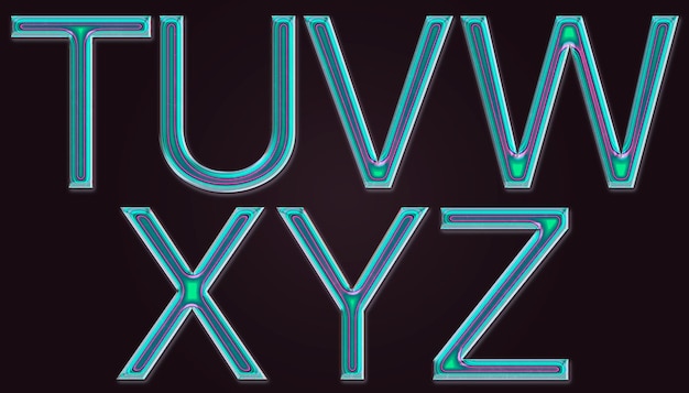 Free PSD collection of holographic style numbers t to z