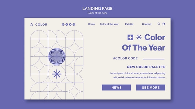 Free PSD color of the year 2022 landing page template