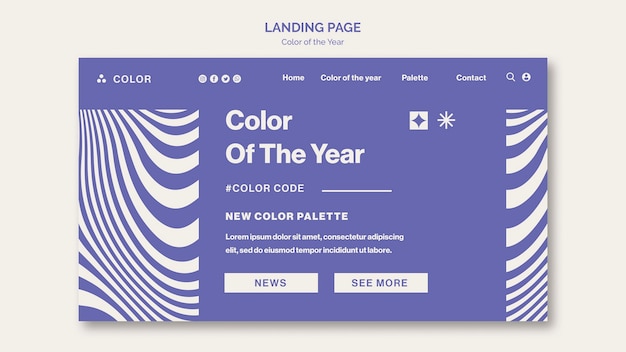 Free PSD color of the year 2022 landing page template