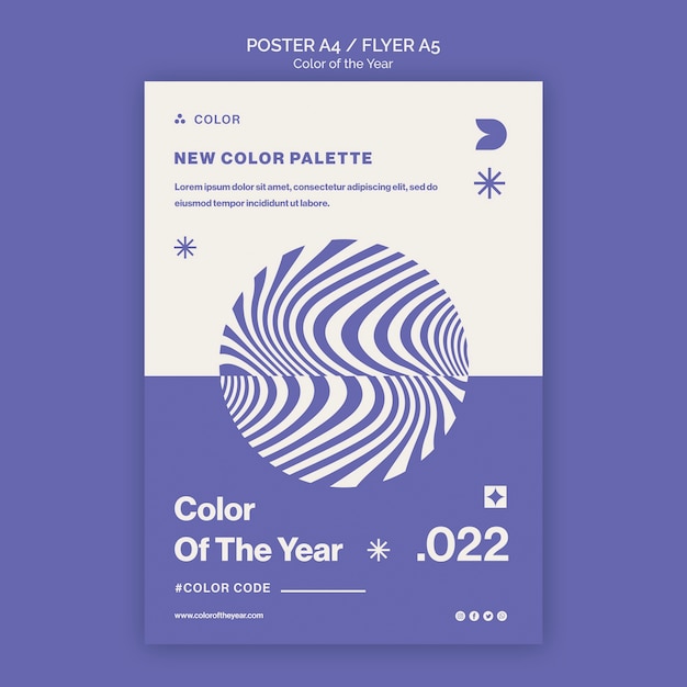 Free PSD color of the year 2022 poster or flyer template