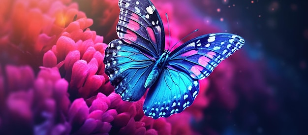 Free PSD colorful butterfly on flower generative ai