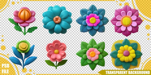 Free PSD colorful flower shapes for creative projects