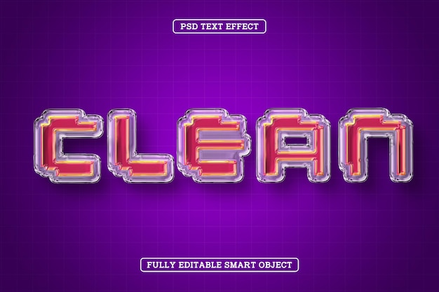 Free PSD colorful glass style clean text effect