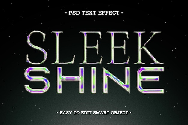 Free PSD colorful sleek shine chrome text effect