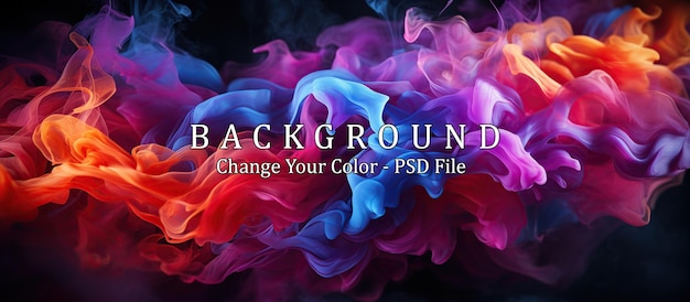 Free PSD colorful smoke on dark background