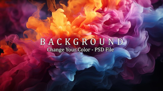 Free PSD colorful smoke on dark background