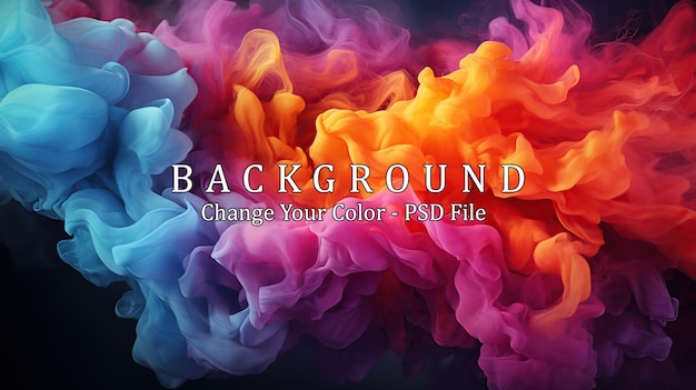 Free PSD colorful smoke on dark background