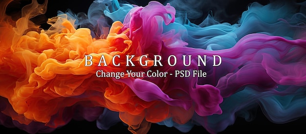 Free PSD colorful smoke on dark background