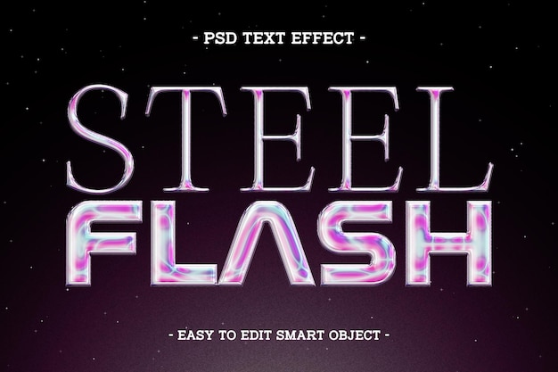 Free PSD colorful steel flash chrome text effect