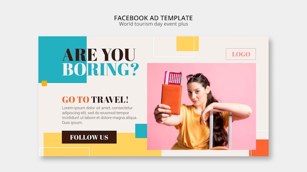 Free PSD colorful world tourism day facebook template