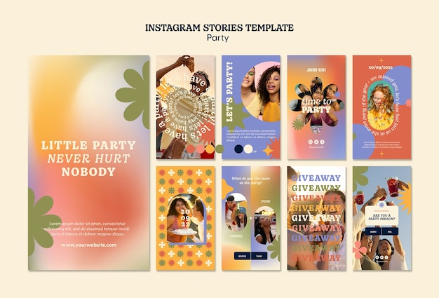 Free PSD colourful party instagram template design