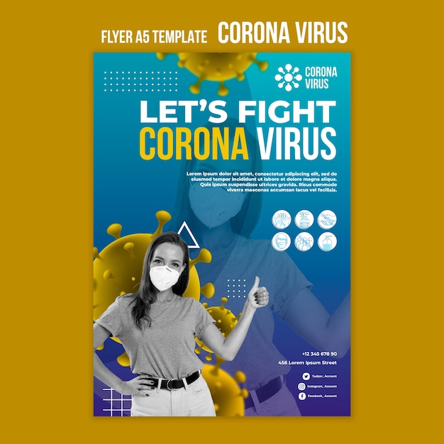 Free PSD coronavirus fight flyer template