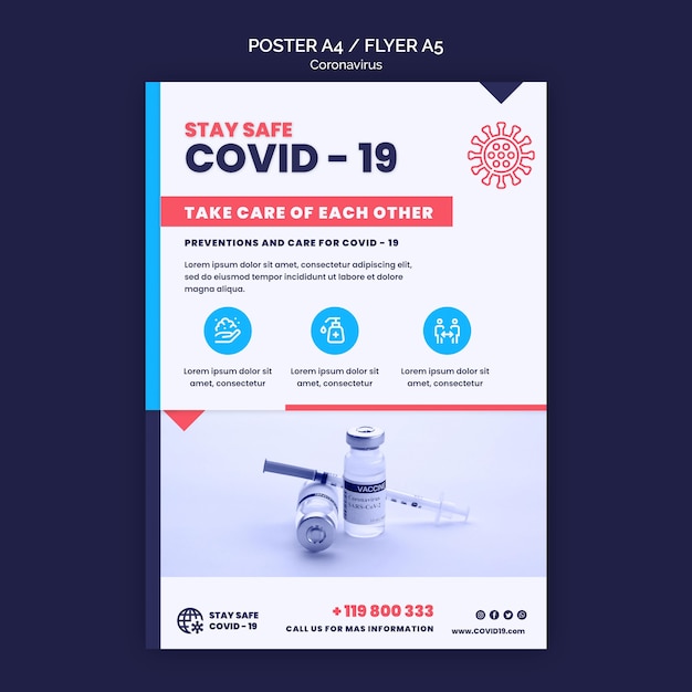 Free PSD coronavirus print template with photo