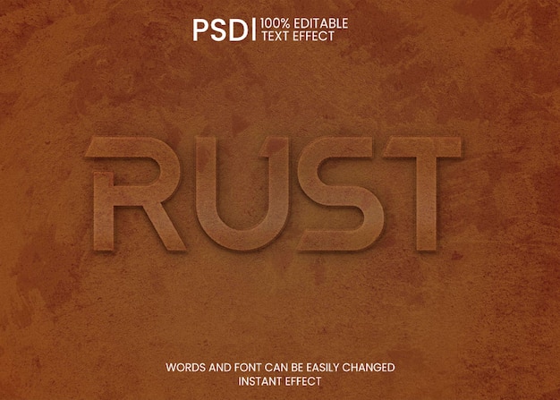 Free PSD corten steel text effect