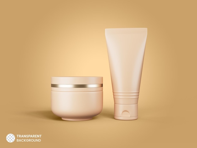 Cosmetics cream jar with tube icon isolated 3d render illustration