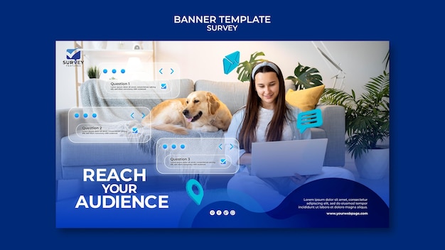 Free PSD creative blue survey banner template