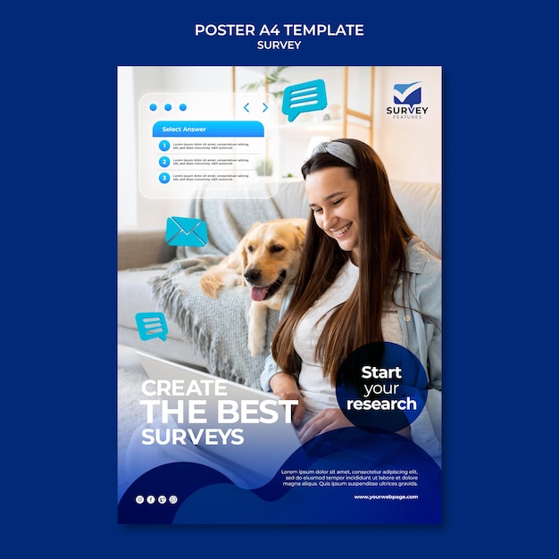 Free PSD creative blue survey print template