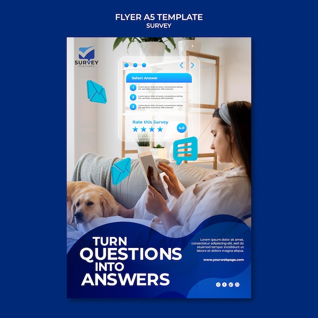 Free PSD creative blue survey print template