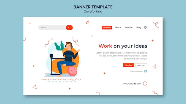 Free PSD creative co-working landing page template