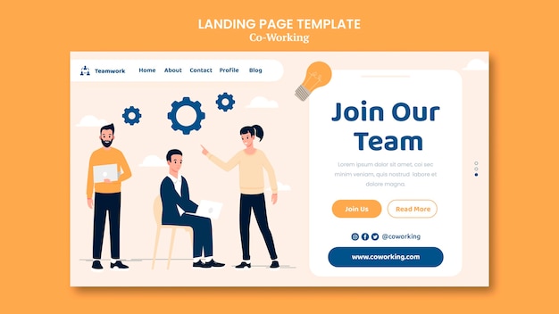 Free PSD creative co-working landing page template