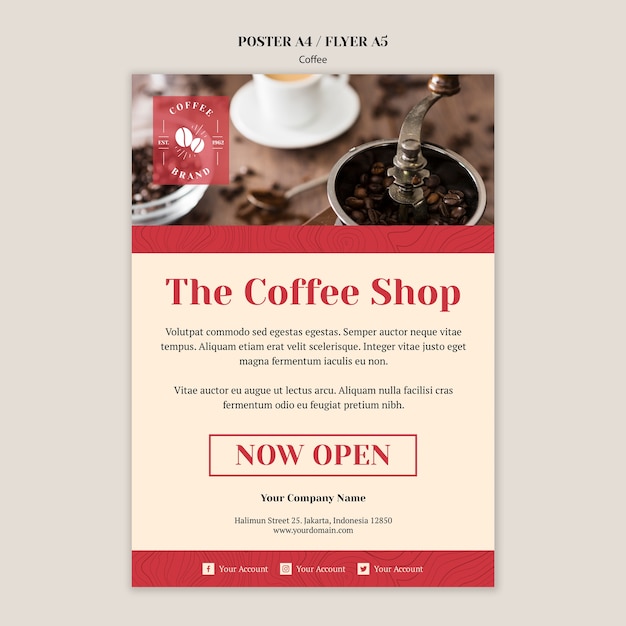 Free PSD creative coffee shop poster template