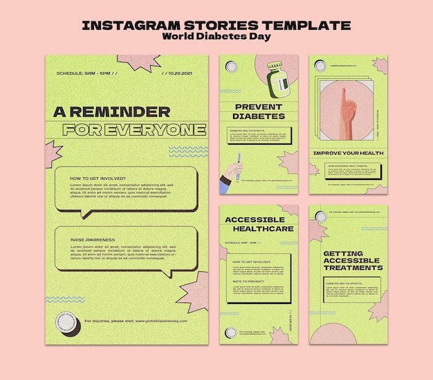 Creative world diabetes day ig story templates