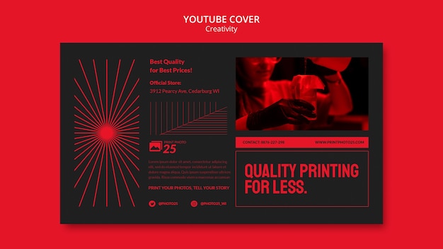 Free PSD creativity concept youtube cover template