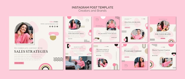 Free PSD creators and brands instagram post set