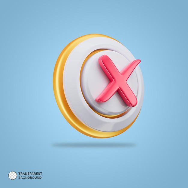 Free PSD cross mark icon isolated 3d render illustration