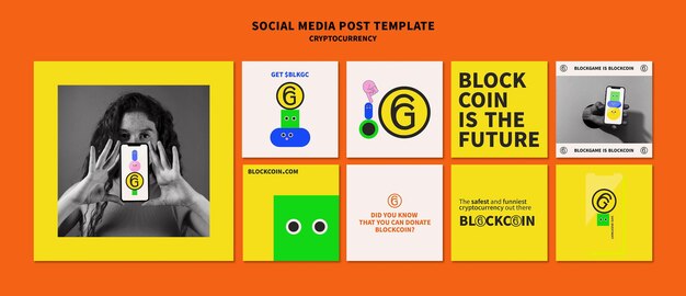 Cryptocurrency social media post template design