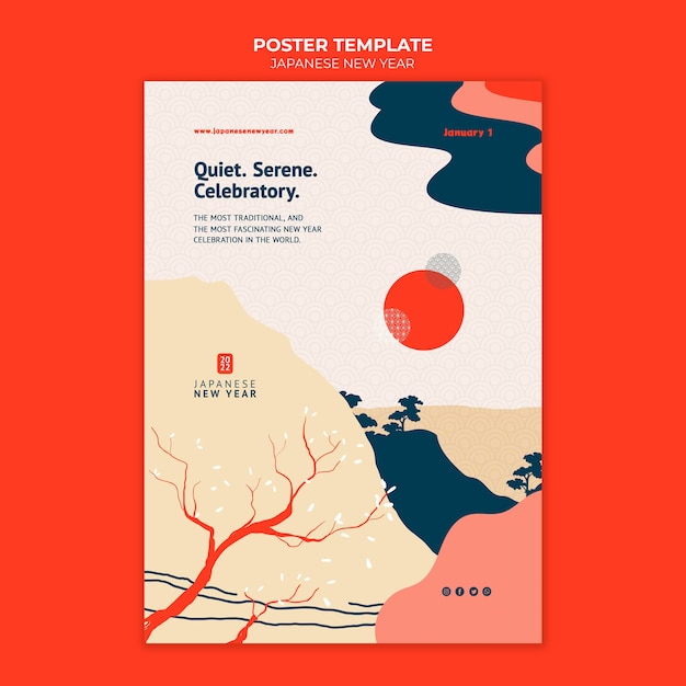 Cultural japanese new year print template