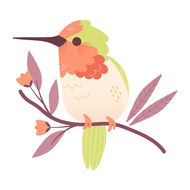 Cute bird on branch