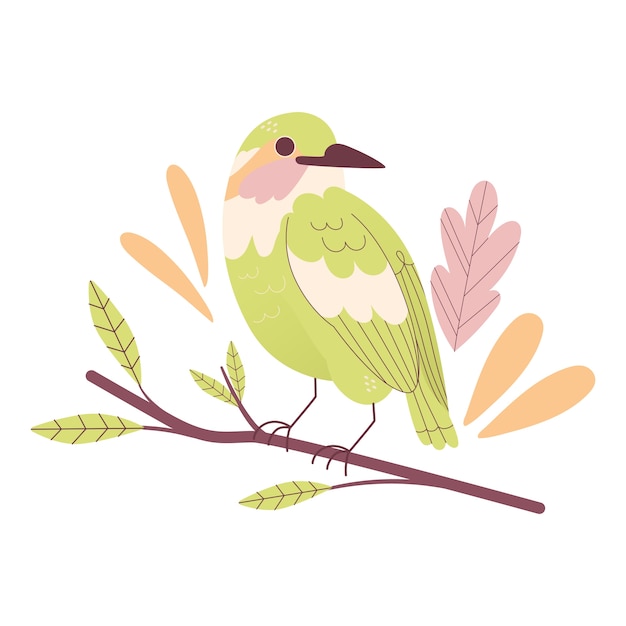 Cute bird on branch