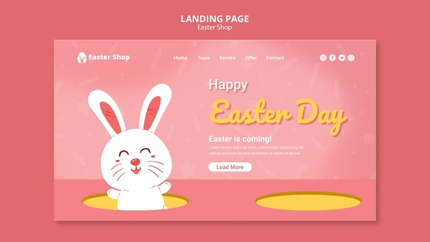 Free PSD cute easter day landing page template