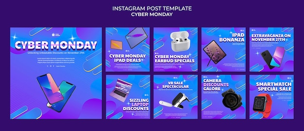 Free PSD cyber monday  instagram posts