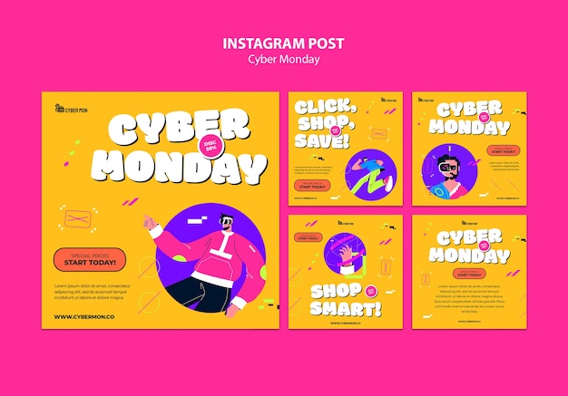 Free PSD cyber monday sales instagram posts