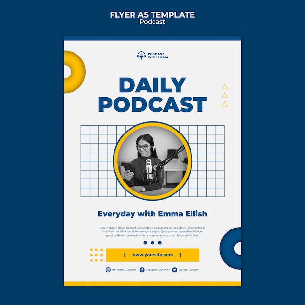 Daily podcast flyer template