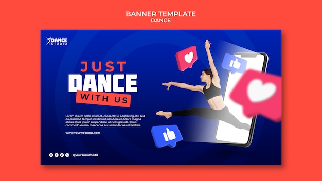 Free PSD dance classes horizontal banner template