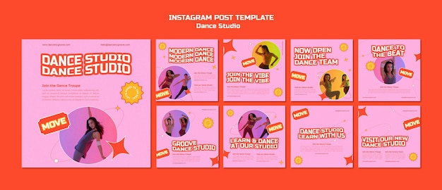 Free PSD dance studio classes instagram posts collection