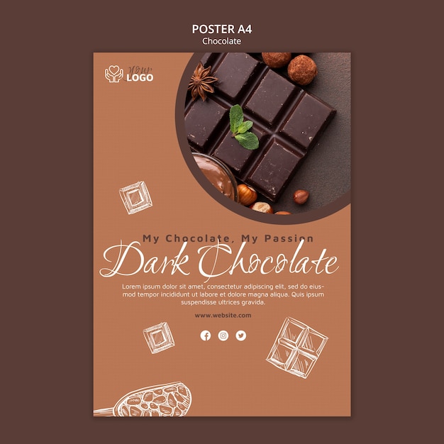 Free PSD dark chocolate poster template