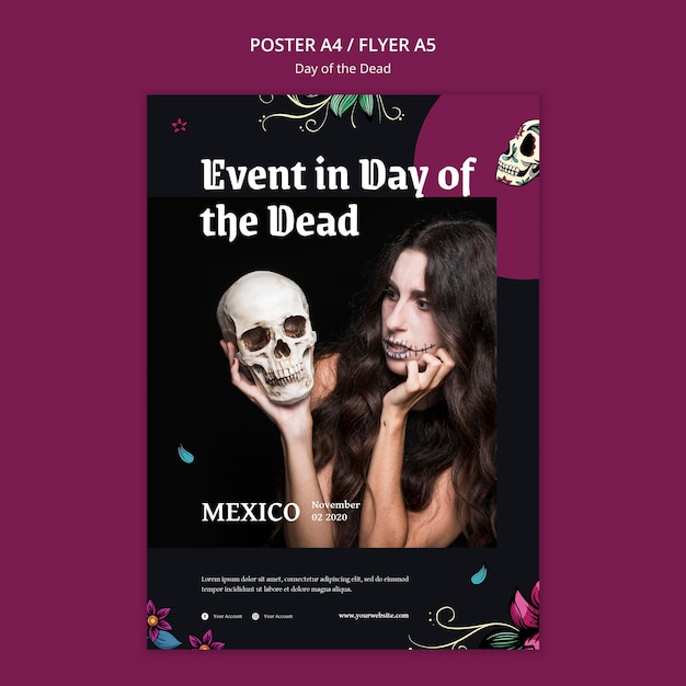 Free PSD day of the dead ad poster template