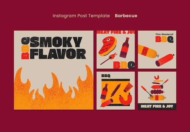 Free PSD delicious bbq instagram posts