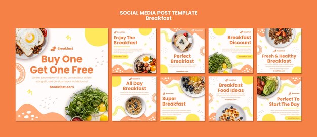 Delicious breakfast social media post collection